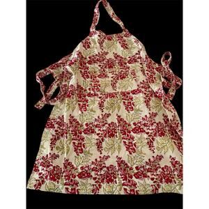 NEW Couleur Nature By Bruno Lamy French Country Bib Apron Dark Pink Floral